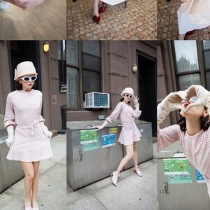 Chic Pink and brown unique Polka Dot Dress